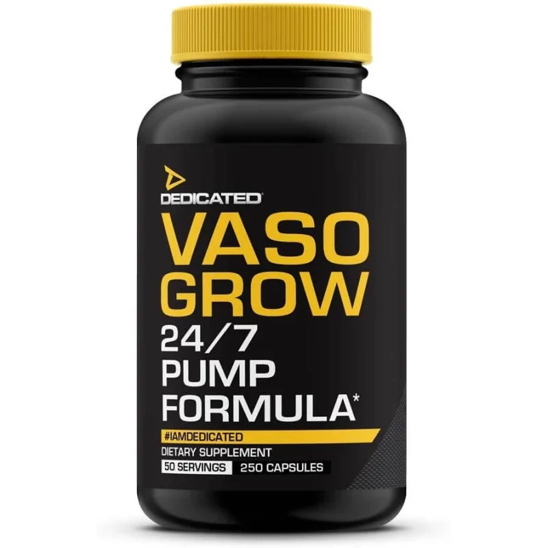 Dedicated Vaso Grow - 250 kaps. [9 mocnych składników na pompę!]