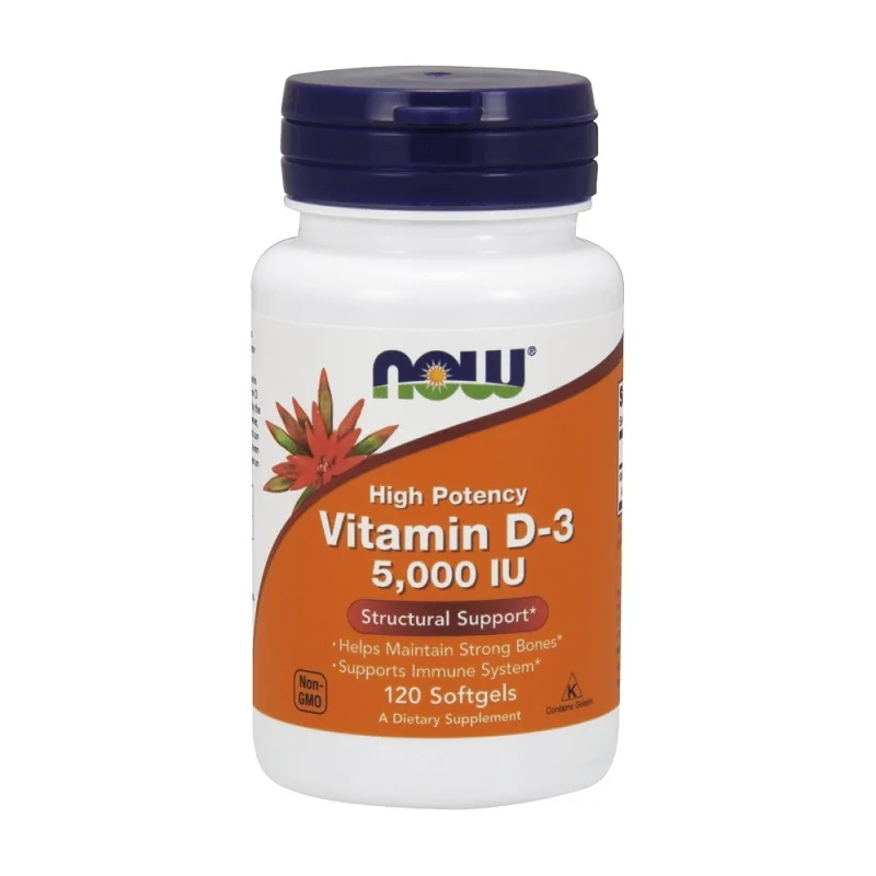 NOW Foods Vitamin D3 5000IU 120 caps.