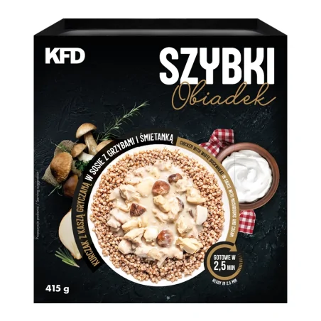 KFD Szybki Obiadek - Kurczak z kaszą gryczaną w sosie z grzybami i śmietanką - 415 g