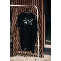 Maślana - Koszulka "LET'S GO BABY" - niebieski napis