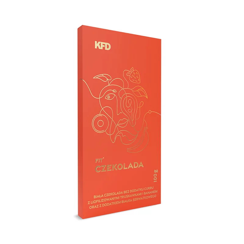 KFD Fit Biała Czekolada z truskawkami i bananem - 100 g
