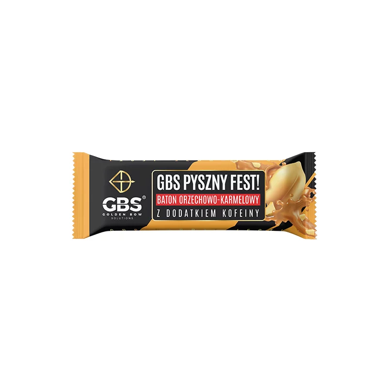 GBS Pyszny Fest Baton orzechowo - karmelowy z dodatkiem kofeiny - 40 g