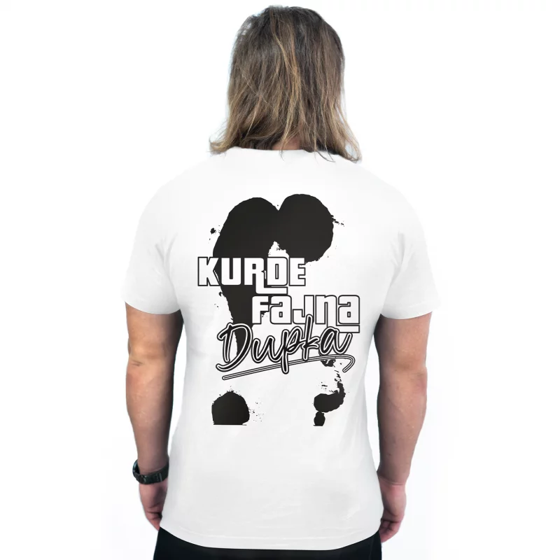 Fake Fizjo - koszulka biała - Kurde Fajna Dupka 2.0 - czarny nadruk