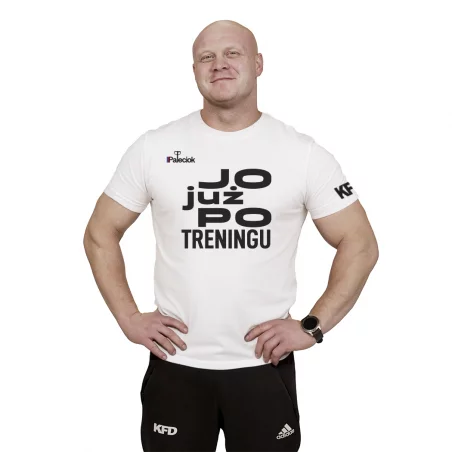 Paleciok - koszulka biała - Jo już po treningu