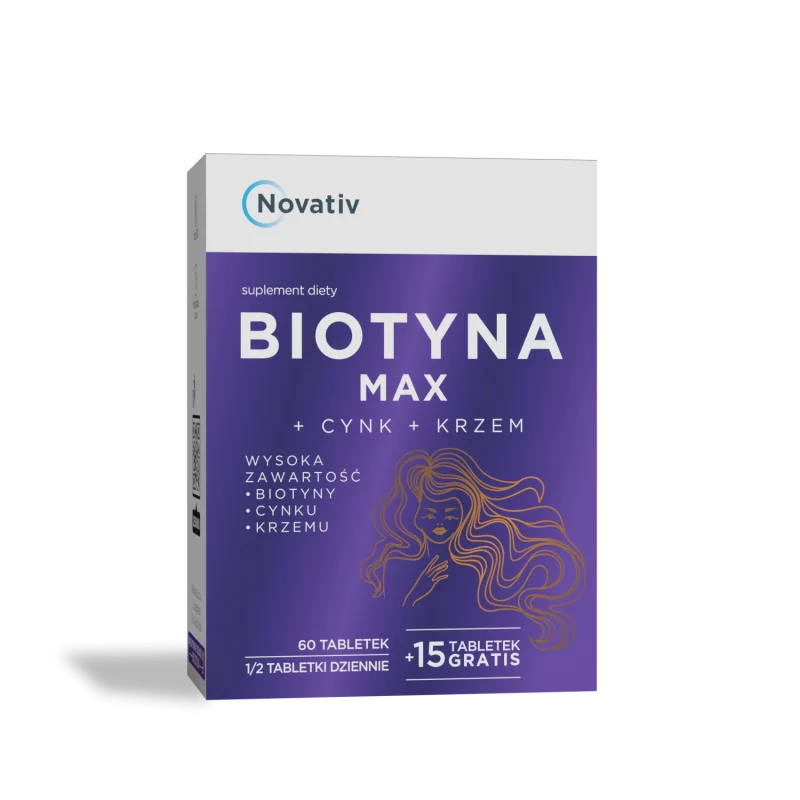 Novativ Biotyna Max + Cynk + Krzem - 60 tabl.