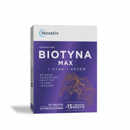 Novativ Biotyna Max + Cynk + Krzem - 60 tabl.