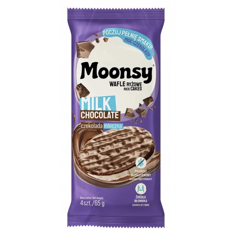 Moonsy wafle ryżowe 65 g - mleczna czekolada