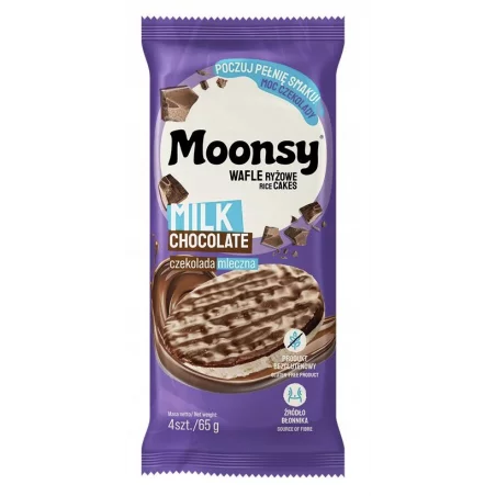 Moonsy wafle ryżowe 65 g - mleczna czekolada