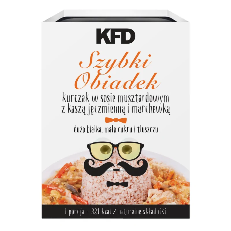 KFD Szybki obiadek - kurczak w sosie musztardowym z kaszą jęczmienną i marchewką - 300 g