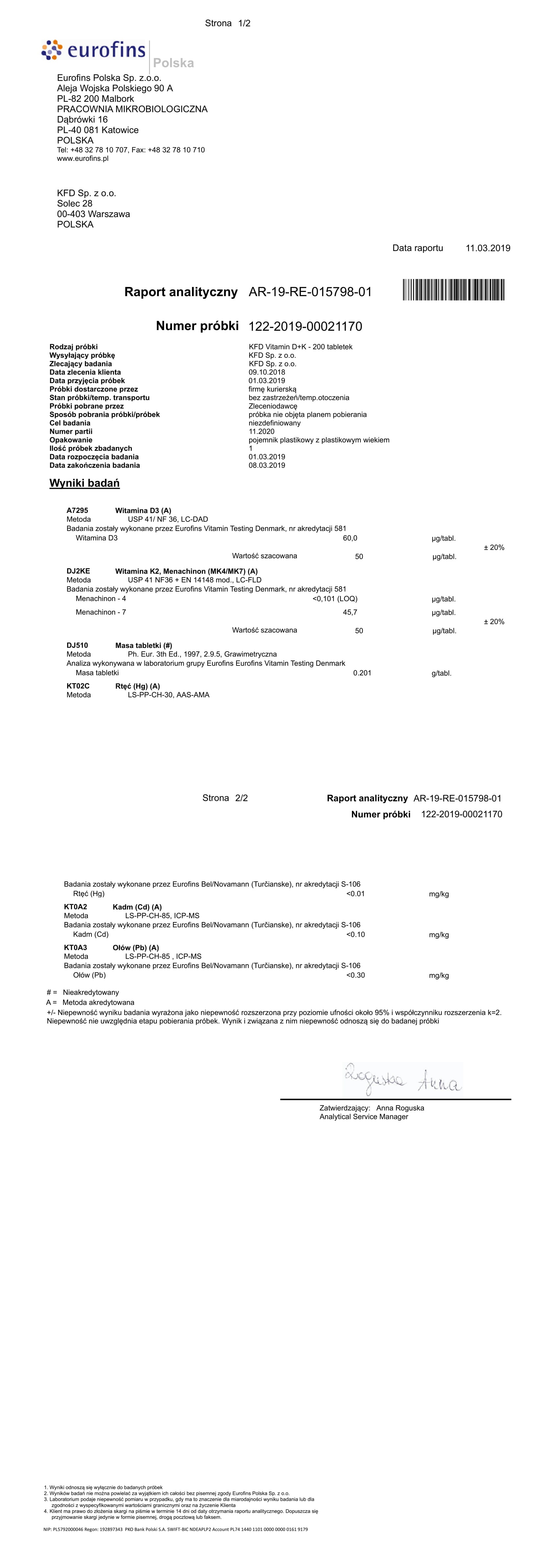 Kfd Vitamin D3k2 Mk 7 Z Natto 200 Kapsułek