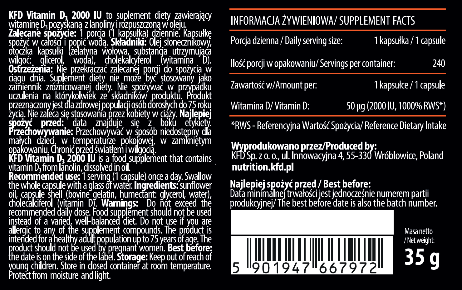 KFD Vitamin D3 2000iu 240 kaps